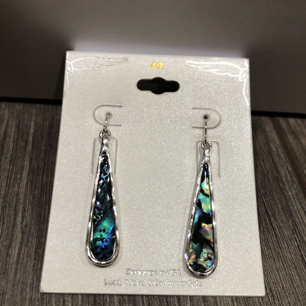 Silver Teardrop Turquoise/Green Earrings